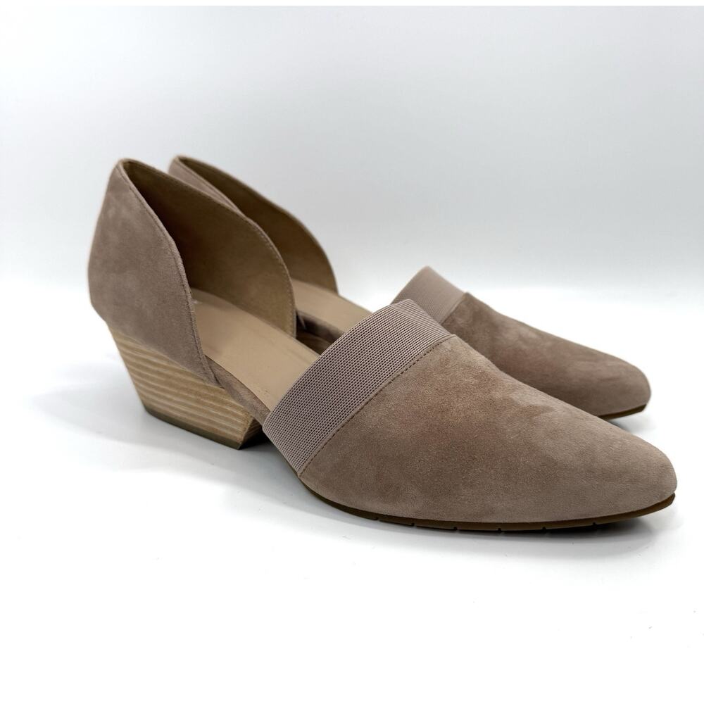 Eileen Fisher Hilly Wedge d'Orsay Pump taupe suede Women’s 11 Slip On Shoes - Picture 2 of 8